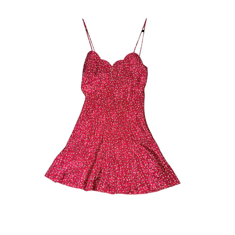 Vintage Victoria’s Secret gold label red ditzy print mini dress small altered